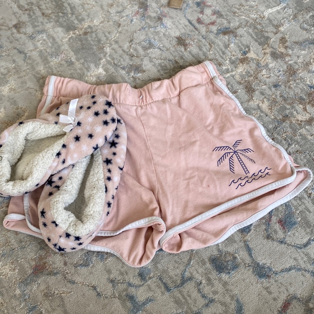 PJ Shorts (I have these in neon orange too) and slippers